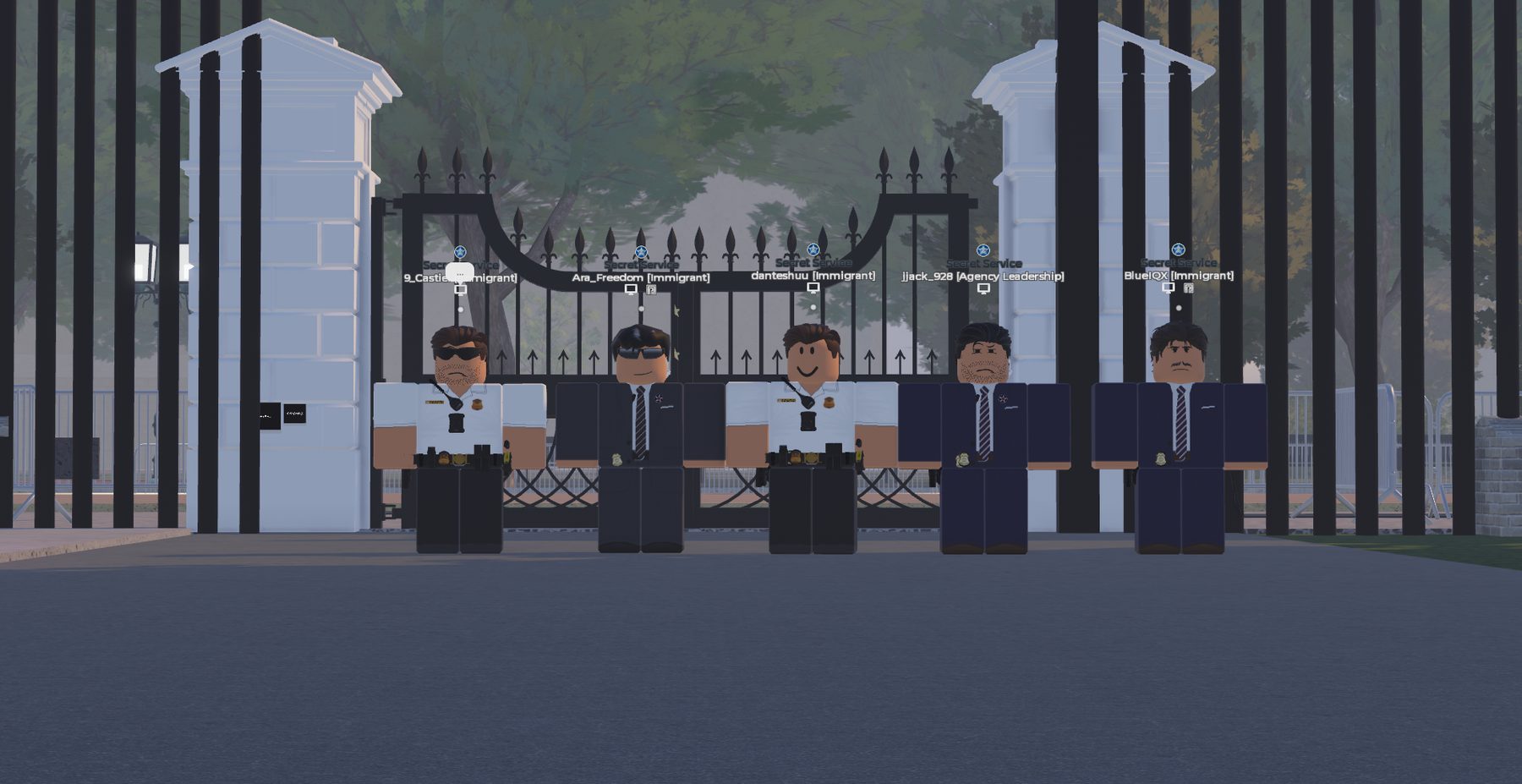 Officers posted at the gates.