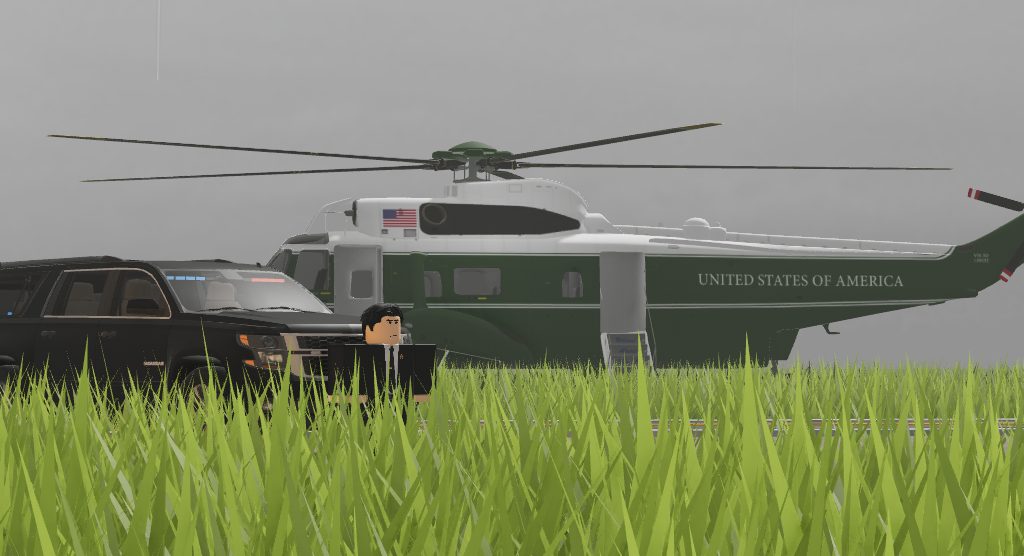 An executive transport helicopter on the ground.